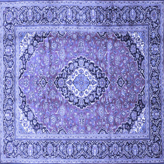 Square Machine Washable Medallion Blue Traditional Rug, wshtr189blu