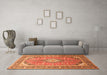 Machine Washable Medallion Orange Traditional Area Rugs in a Living Room, wshtr189org