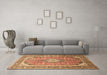 Machine Washable Medallion Brown Traditional Rug in a Living Room,, wshtr189brn