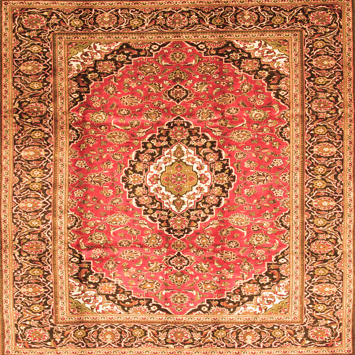 Serging Thickness of Medallion Orange Traditional Rug, tr189org