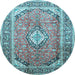 Round Medallion Light Blue Traditional Rug, tr189lblu