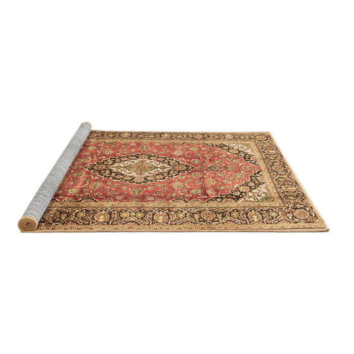 Sideview of Machine Washable Medallion Brown Traditional Rug, wshtr189brn