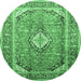 Round Medallion Emerald Green Traditional Rug, tr189emgrn