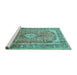 Sideview of Machine Washable Medallion Turquoise Traditional Area Rugs, wshtr189turq