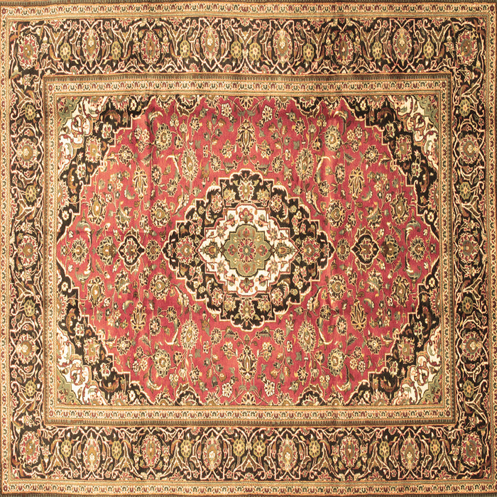 Square Medallion Brown Traditional Rug, tr189brn