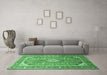 Machine Washable Medallion Emerald Green Traditional Area Rugs in a Living Room,, wshtr189emgrn