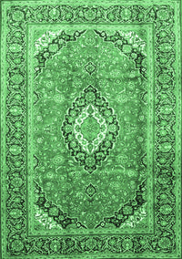 Medallion Emerald Green Traditional Rug, tr189emgrn