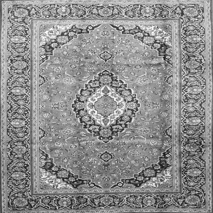 Round Machine Washable Medallion Gray Traditional Rug, wshtr189gry