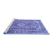 Sideview of Machine Washable Medallion Blue Traditional Rug, wshtr189blu