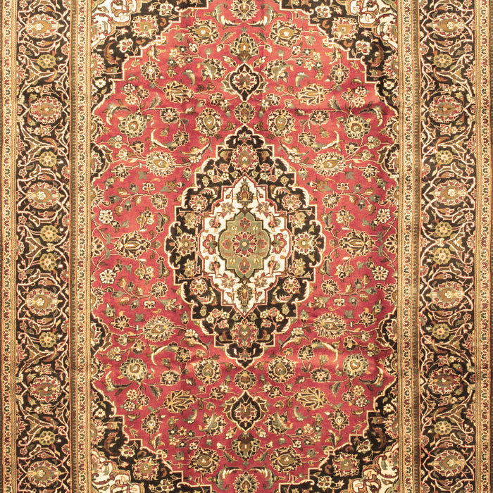 Machine Washable Medallion Brown Traditional Rug, wshtr189brn