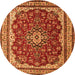 Machine Washable Medallion Orange Traditional Area Rugs, wshtr18org