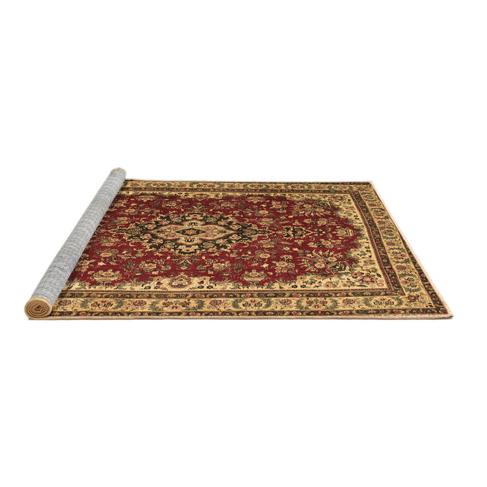 Sideview of Machine Washable Medallion Brown Traditional Rug, wshtr18brn