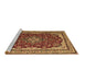 Sideview of Machine Washable Medallion Brown Traditional Rug, wshtr18brn