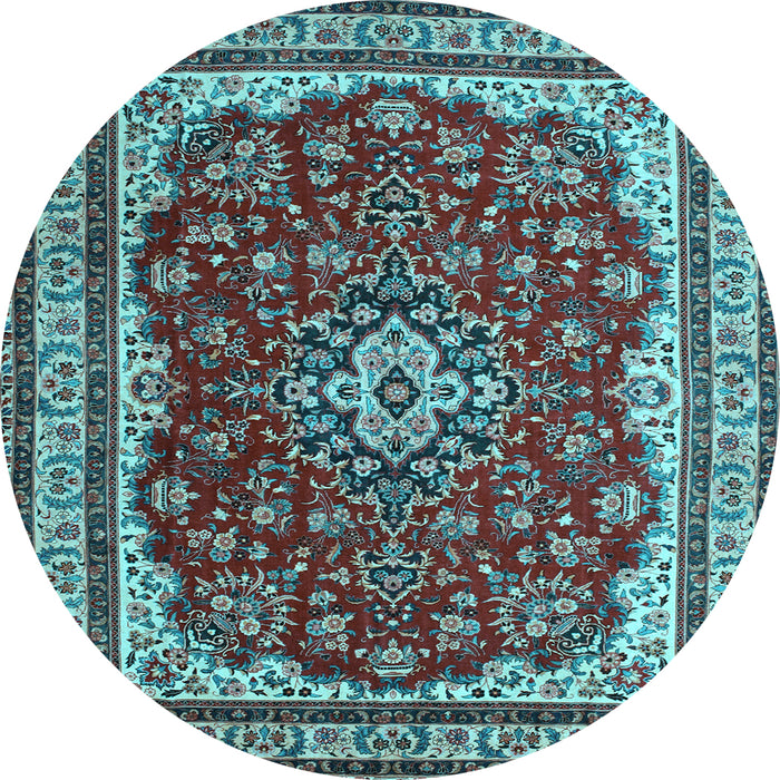 Round Medallion Light Blue Traditional Rug, tr18lblu