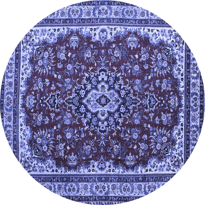 Round Medallion Blue Traditional Rug, tr18blu