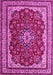 Machine Washable Medallion Pink Traditional Rug, wshtr18pnk