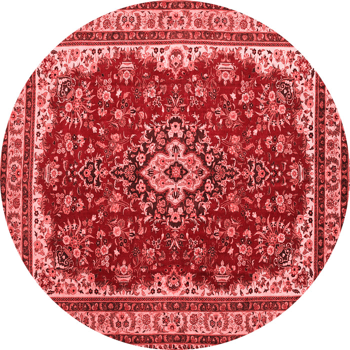 Machine Washable Medallion Red Traditional Rug, wshtr18red