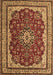 Machine Washable Medallion Brown Traditional Rug, wshtr18brn