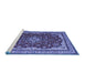 Sideview of Machine Washable Medallion Blue Traditional Rug, wshtr18blu