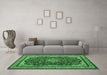 Machine Washable Medallion Emerald Green Traditional Area Rugs in a Living Room,, wshtr18emgrn