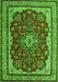 Serging Thickness of Machine Washable Medallion Green Traditional Area Rugs, wshtr18grn