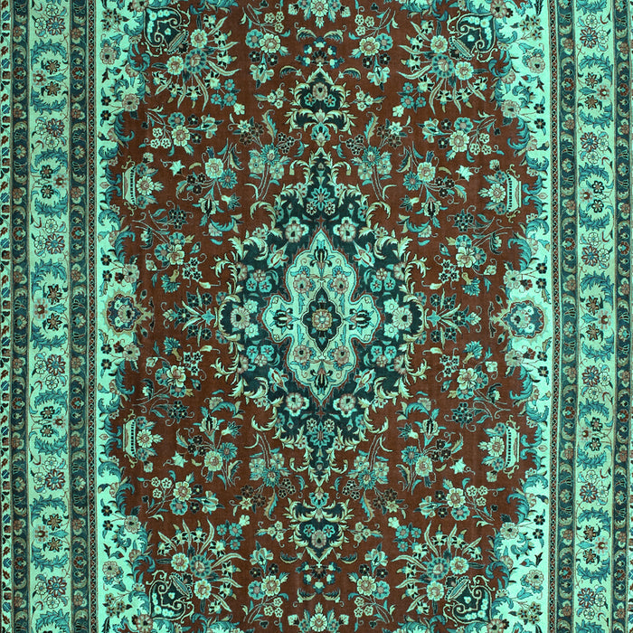 Machine Washable Medallion Turquoise Traditional Area Rugs, wshtr18turq