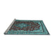 Sideview of Machine Washable Medallion Light Blue Traditional Rug, wshtr18lblu