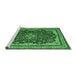 Sideview of Machine Washable Medallion Emerald Green Traditional Area Rugs, wshtr18emgrn