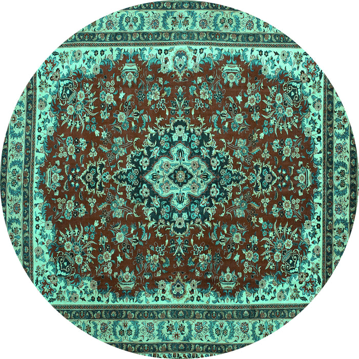 Round Medallion Turquoise Traditional Rug, tr18turq