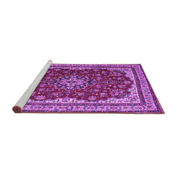 Sideview of Machine Washable Medallion Purple Traditional Area Rugs, wshtr18pur