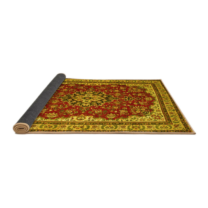 Sideview of Medallion Yellow Traditional Rug, tr18yw