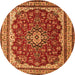 Square Medallion Orange Traditional Rug, tr18org