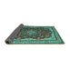 Sideview of Medallion Turquoise Traditional Rug, tr18turq