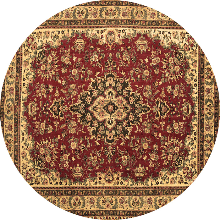 Round Medallion Brown Traditional Rug, tr18brn