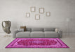 Machine Washable Medallion Pink Traditional Rug in a Living Room, wshtr18pnk