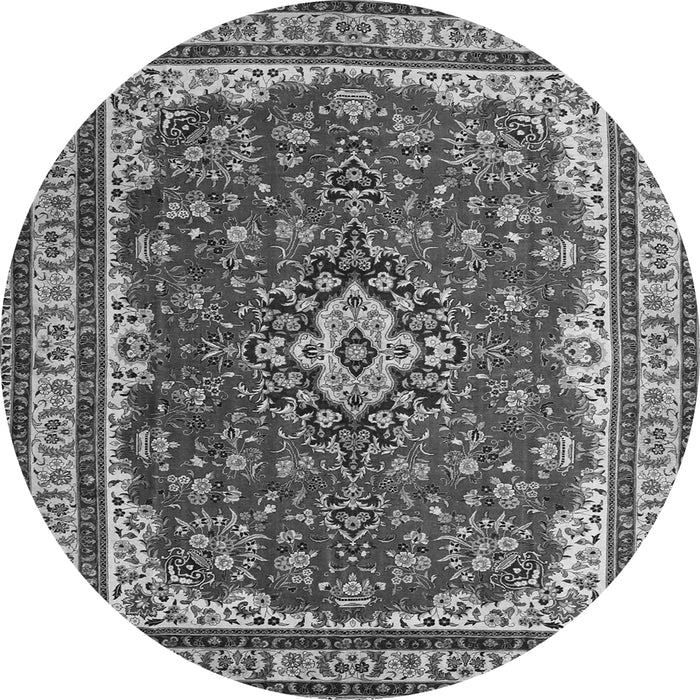 Machine Washable Medallion Gray Traditional Rug, wshtr18gry