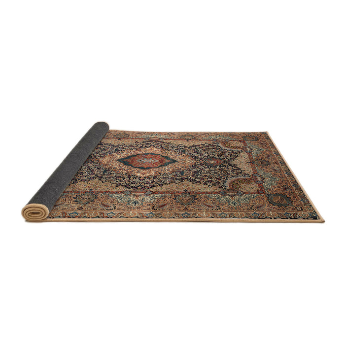 Sideview of Traditional Camel Brown Medallion Rug, tr19