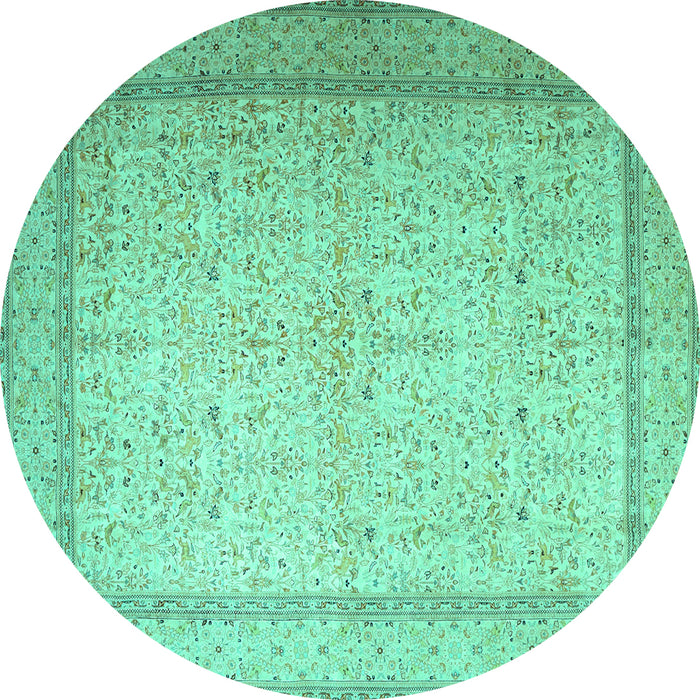 Round Persian Turquoise Traditional Rug, tr1900turq
