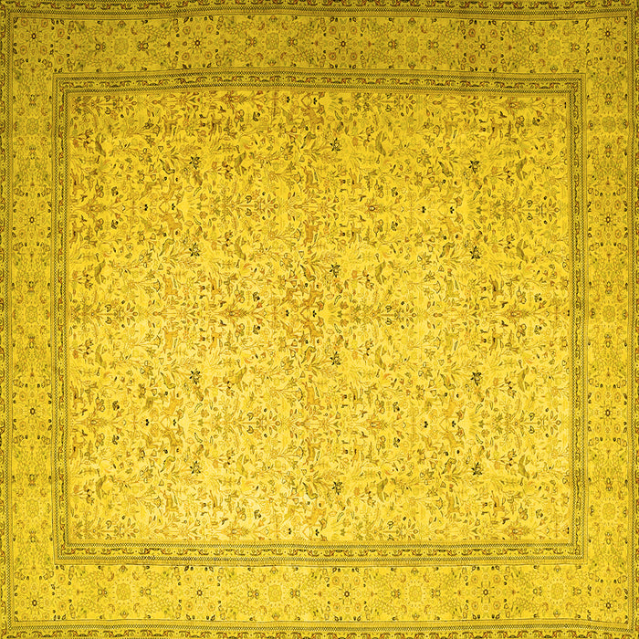 Square Machine Washable Persian Yellow Traditional Rug, wshtr1900yw