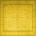 Square Machine Washable Persian Yellow Traditional Rug, wshtr1900yw