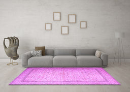 Machine Washable Persian Purple Traditional Area Rugs in a Living Room, wshtr1900pur