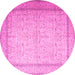 Round Machine Washable Persian Pink Traditional Rug, wshtr1900pnk