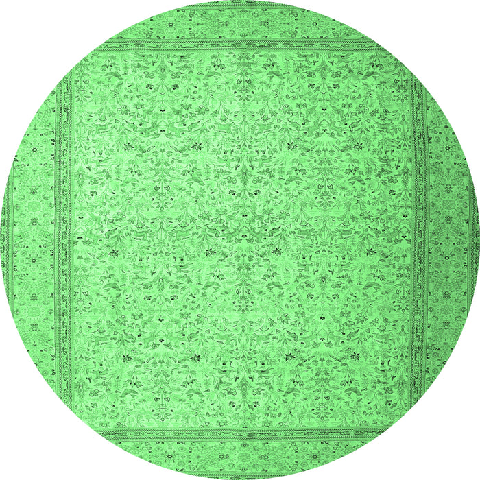 Round Persian Emerald Green Traditional Rug, tr1900emgrn