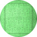 Round Persian Emerald Green Traditional Rug, tr1900emgrn