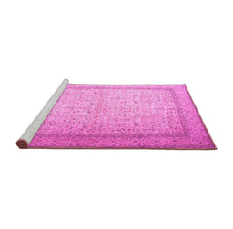 Sideview of Machine Washable Persian Pink Traditional Rug, wshtr1900pnk