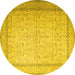 Round Machine Washable Persian Yellow Traditional Rug, wshtr1900yw