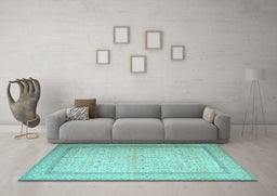 Machine Washable Persian Light Blue Traditional Rug in a Living Room, wshtr1900lblu