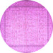 Round Persian Purple Traditional Rug, tr1900pur