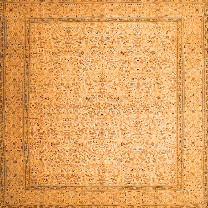 Round Machine Washable Persian Orange Traditional Area Rugs, wshtr1900org