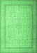 Machine Washable Persian Emerald Green Traditional Area Rugs, wshtr1900emgrn